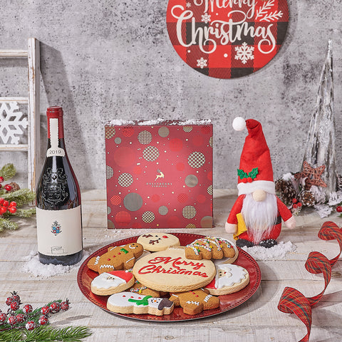 Christmas Cookie & Classic Santa Set with Wine, wine gift, wine, cookie gift, cookie, christmas gift, christmas, Canada delivery