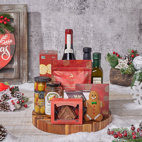 Christmas Muskoka Wine & Cheese Board, wine gift, wine, chocolate gift, chocolate, christmas gift, christmas, Canada delivery