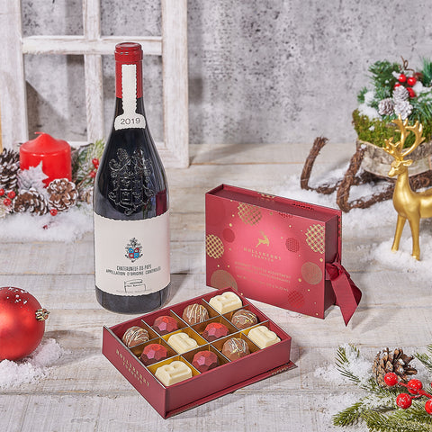 Holiday Wine & Chocolate Gift Basket, wine gift, wine, chocolate gift, chocolate, christmas gift, christmas, Canada delivery