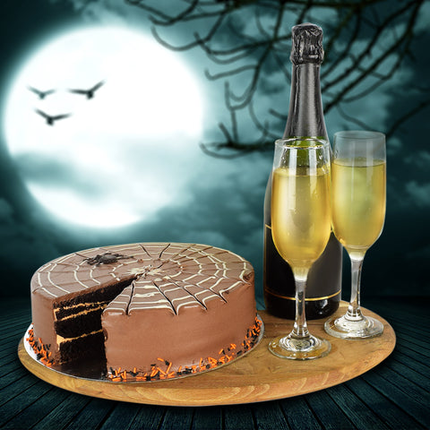 Halloween Cake & Champagne Basket